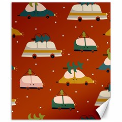 Cute Merry Christmas And Happy New Seamless Pattern With Cars Carrying Christmas Trees Canvas 8  X 10  by EvgeniiaBychkova