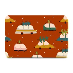 Cute Merry Christmas And Happy New Seamless Pattern With Cars Carrying Christmas Trees Plate Mats by EvgeniiaBychkova