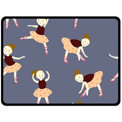 Cute  Pattern With  Dancing Ballerinas On The Blue Background Fleece Blanket (large)  by EvgeniiaBychkova