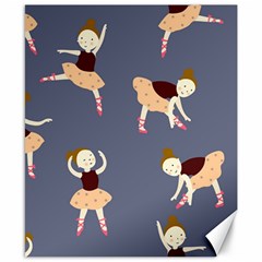Cute  Pattern With  Dancing Ballerinas On The Blue Background Canvas 8  X 10  by EvgeniiaBychkova
