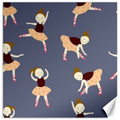 Cute  Pattern With  Dancing Ballerinas On The Blue Background Canvas 12  X 12  by EvgeniiaBychkova