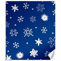 Christmas Seamless Pattern With White Snowflakes On The Blue Background Canvas 8  X 10  by EvgeniiaBychkova