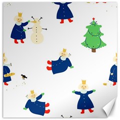 Funny  Winter Seamless Pattern With Little Princess And Her Christmas Canvas 12  X 12  by EvgeniiaBychkova