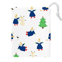 Funny  Winter Seamless Pattern With Little Princess And Her Christmas Drawstring Pouch (4xl) by EvgeniiaBychkova