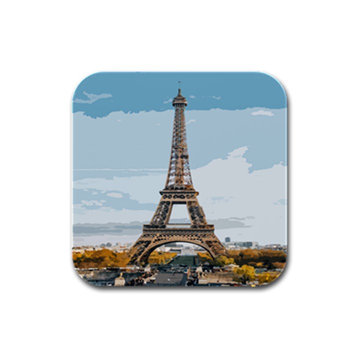 The Eiffel Tower  Rubber Square Coaster (4 pack) 
