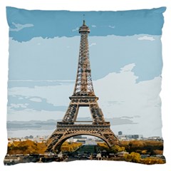 The Eiffel Tower  Large Flano Cushion Case (one Side) by ArtsyWishy