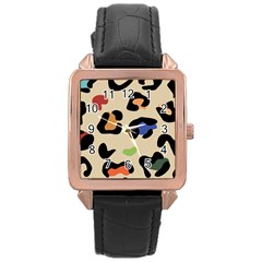 Animal Print Design Rose Gold Leather Watch  by ArtsyWishy