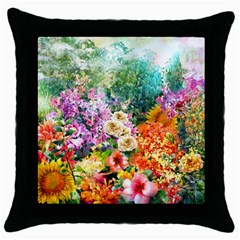 Forest Flowers  Throw Pillow Case (black)