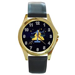 Horoscope Libra Astrology Zodiac Round Gold Metal Watch