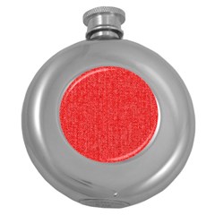 Red Denim Design  Round Hip Flask (5 Oz) by ArtsyWishy