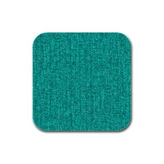Green Denim Rubber Square Coaster (4 Pack) by ArtsyWishy