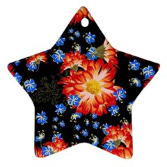 Orange And Blue Chamomiles Design Ornament (star) by ArtsyWishy