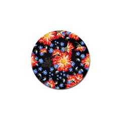 Orange And Blue Chamomiles Design Golf Ball Marker by ArtsyWishy