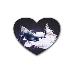 Blue Whale Dream Rubber Coaster (heart)  by goljakoff