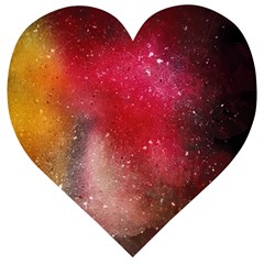 Red Galaxy Paint Wooden Puzzle Heart by goljakoff