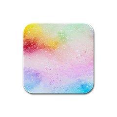 Rainbow Splashes Rubber Square Coaster (4 Pack)  by goljakoff