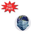 Earth With Face Mask Pandemic Concept 1  Mini Buttons (100 pack)  Front