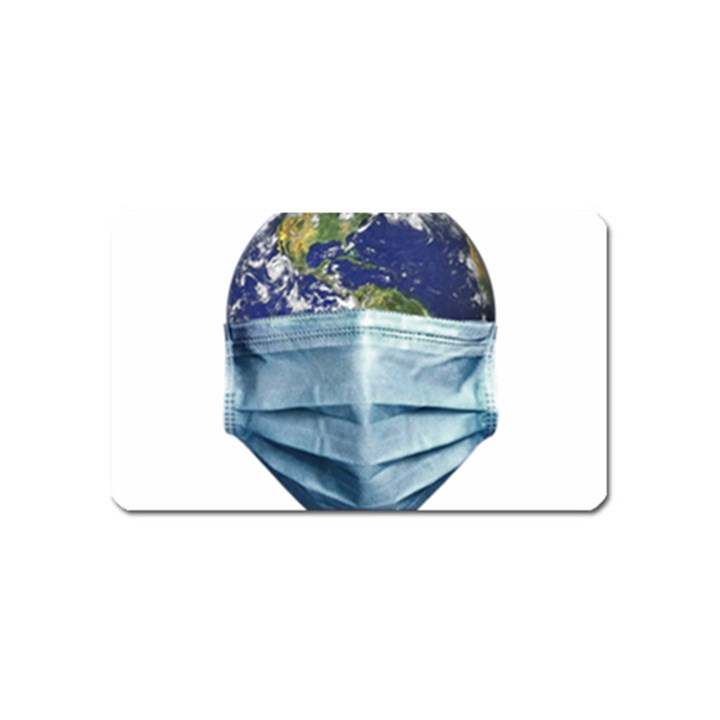 Earth With Face Mask Pandemic Concept Magnet (Name Card)
