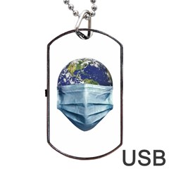 Earth With Face Mask Pandemic Concept Dog Tag Usb Flash (one Side) by dflcprintsclothing