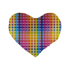 Digital Paper Stripes Rainbow Colors Standard 16  Premium Flano Heart Shape Cushions by HermanTelo