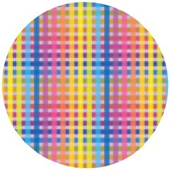 Digital Paper Stripes Rainbow Colors Wooden Puzzle Round