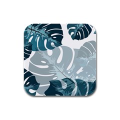 Monstera Leaves Background Rubber Square Coaster (4 Pack)  by Alisyart