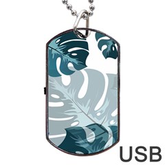 Monstera Leaves Background Dog Tag Usb Flash (two Sides) by Alisyart