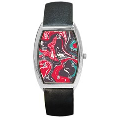 Red Vivid Marble Pattern 3 Barrel Style Metal Watch by goljakoff