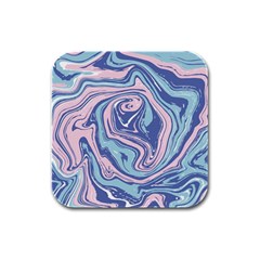 Blue Vivid Marble Pattern 10 Rubber Square Coaster (4 Pack)  by goljakoff
