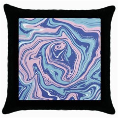 Blue Vivid Marble Pattern 10 Throw Pillow Case (black) by goljakoff