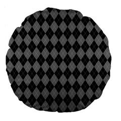 Black Diamonds Large 18  Premium Flano Round Cushions by ArtsyWishy