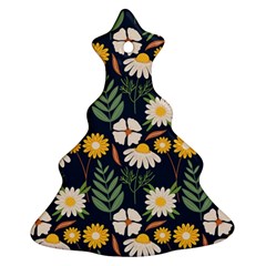 Flower Grey Pattern Floral Ornament (christmas Tree) 