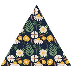 Flower Grey Pattern Floral Wooden Puzzle Triangle