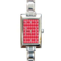 Red Diamonds Rectangle Italian Charm Watch