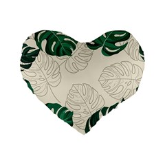 Green Monstera Leaf Illustrations Standard 16  Premium Heart Shape Cushions