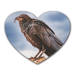 Black Crow Standing At Rock Heart Mousepads by dflcprintsclothing