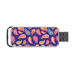 Blue Paisley Print 2 Portable Usb Flash (one Side) by designsbymallika