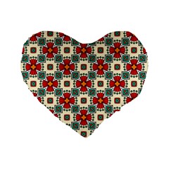 Seamless Red Pattern Standard 16  Premium Heart Shape Cushions by designsbymallika