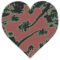 Tropical Style Floral Motif Print Pattern Wooden Puzzle Heart by dflcprintsclothing