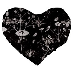 Dark Floral Artwork Large 19  Premium Heart Shape Cushions by dflcprintsclothing