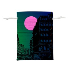 Vaporwave Old Moon Over Nyc Lightweight Drawstring Pouch (m)