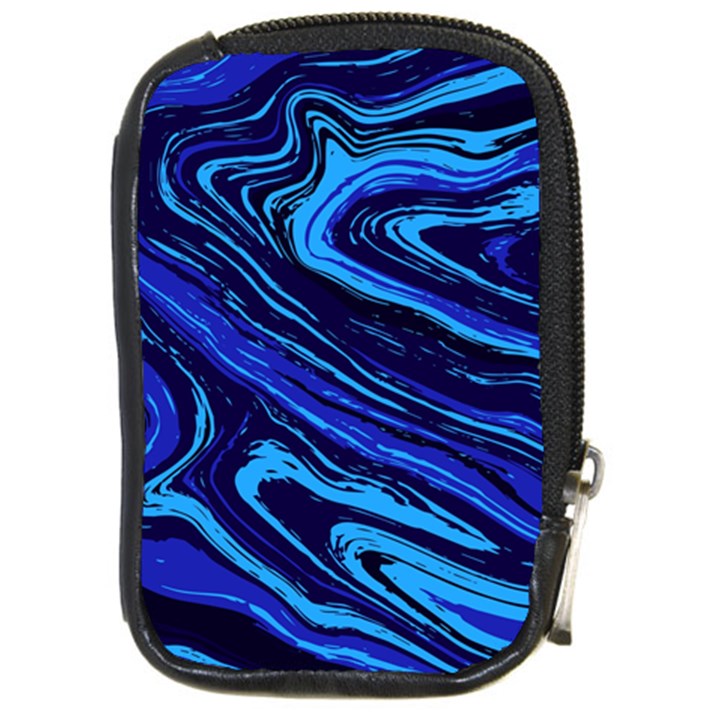 Blue Vivid Marble Pattern 16 Compact Camera Leather Case
