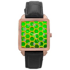 Hexagon Windows Rose Gold Leather Watch  by essentialimage