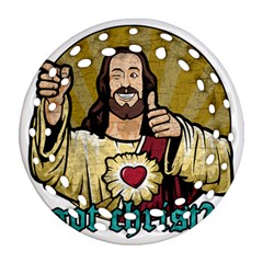 Buddy Christ Round Filigree Ornament (two Sides) by Valentinaart
