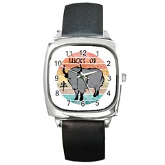 Chinese New Year ¨c Year Of The Ox Square Metal Watch by Valentinaart
