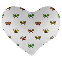 Butterfly Cartoon Drawing Motif  Pattern Large 19  Premium Heart Shape Cushions by dflcprintsclothing