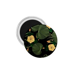 Tropical Vintage Yellow Hibiscus Floral Green Leaves Seamless Pattern Black Background  1 75  Magnets by Sobalvarro