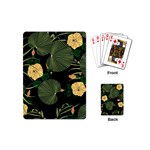 Tropical vintage yellow hibiscus floral green leaves seamless pattern black background. Playing Cards Single Design (Mini) Back