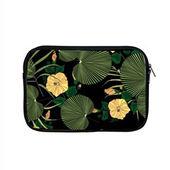 Tropical Vintage Yellow Hibiscus Floral Green Leaves Seamless Pattern Black Background  Apple Macbook Pro 15  Zipper Case by Sobalvarro