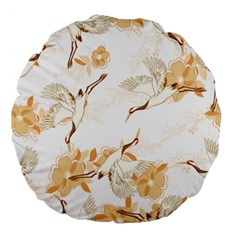 Birds And Flowers  Large 18  Premium Flano Round Cushions by Sobalvarro